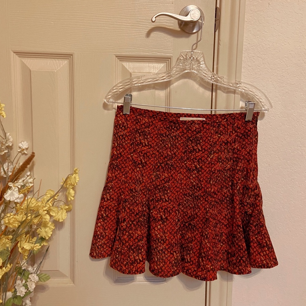 Michael Kors Red Snakeskin Trumpet Skirt